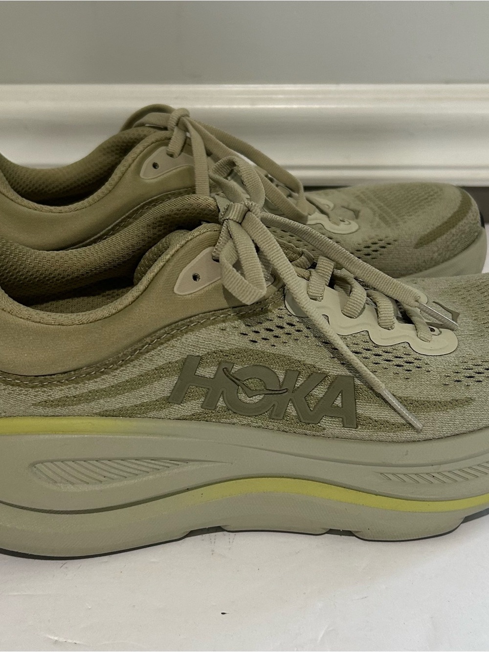 Hoka Bondi 9 Mens  8.5 D Grassland Oyster Mushroom Running Shoe Comfort Sneaker